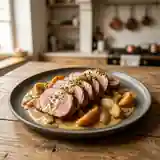 Rôti de veau à la crème et pommes