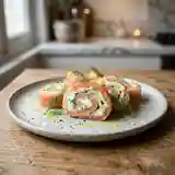 Roulade de saumon frais au fenouil croquant et mascarpone onctueux