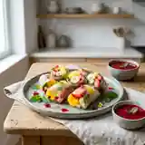 Rouleaux de fruits frais, mangue et menthe givrée