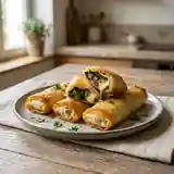 Roulés croustillants de brick aux blettes et mozzarella fondante