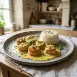Saint-Jacques au curry et crème
