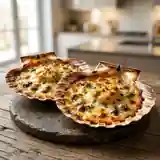 Saint-Jacques gratinées aux champignons