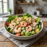 Salade crémeuse aux crevettes fraîches et légumes croquants