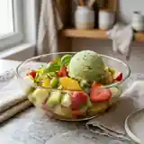 Salade de fruits frais et sorbet au basilic : dessert fruité et rafraîchissant