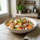 Salade de melon, parme et mozzarella fraîche