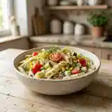 Salade de pâtes au yaourt frais et légumes croquants