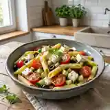 Salade de pâtes feta et légumes croquants