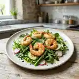 Salade de printemps aux langoustines fraîches et légumes croquants