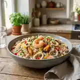 Salade de riz iodée aux crevettes et calamars