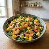 Salade exotique aux crevettes fraîches et mangue sucrée