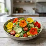 Salade fraîche à la fleur de capucine : recette colorée et savoureuse