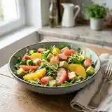 Salade fraîche aux agrumes et surimi, légère et gourmande
