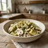 Salade fraîche d'artichauts et champignons à l'huile d'olive