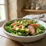 Salade fraîche d'avocat et pamplemousse rose