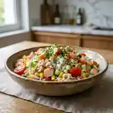 Salade fraîche d'avoine au surimi et légumes croquants