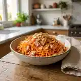 Salade fraîche de carottes râpées aux amandes croquantes et thon