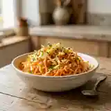 Salade fraîche de carottes râpées aux pommes et sauce citron