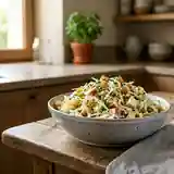 Salade fraîche de chou croquant aux pommes sucrées et raisins dorés
