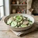 Salade fraîche de concombre au jambon et poulet