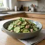 Salade fraîche de concombre au thon et vinaigrette maison