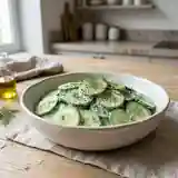 Salade fraîche de concombres à la crème légère