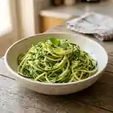 Salade fraîche de courgettes façon spaghetti aux herbes
