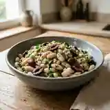 Salade fraîche de haricots cocos vinaigrette aux olives