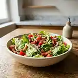 Salade fraîche de laitue croquante aux lardons dorés