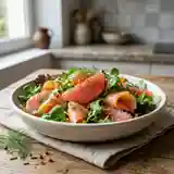 Salade fraîche de pamplemousse et saumon fumé, légère et vitaminée
