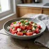Salade fraîche de pastèque et feta au basilic