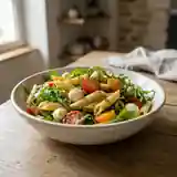 Salade fraîche de pâtes à la roquette et tomates cerises