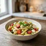 Salade fraîche de pâtes au basilic et légumes croquants