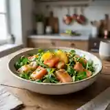 Salade fraîche de poissons fumés à la sauce à l'orange
