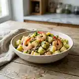 Salade fraîche de pommes de terre aux crevettes et herbes