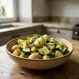 Salade fraîche de pommes de terre et courgettes à l'huile d'olive