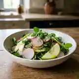 Salade fraîche de radis croquants, cresson et pomme acidulée
