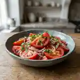 Salade fraîche de tomates à l'échalote et vinaigrette maison