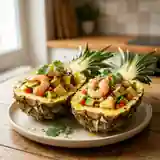 Salade fraîche en coque d'ananas : recette exotique et gourmande