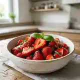 Salade fraîche et gourmande de fraises au basilic