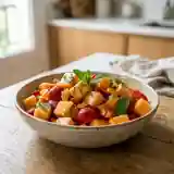 Salade fraîche et gourmande de melon, fraises et oranges confites