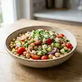 Salade fraîche et gourmande de pois chiches aux légumes croquants