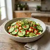 Salade fraîcheur de concombre, pomme et poivron coloré