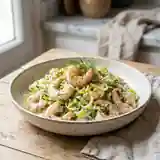 Salade fraîcheur de crevettes et poireaux à l'aneth