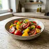 Salade fraîcheur de tomates bicolores aux herbes