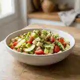 Salade fraîcheur trois couleurs : pomme, tomate et concombre