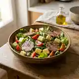 Salade gourmande au fromage et saucisson à l'ail