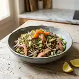 Salade gourmande de lentilles vertes au saumon fumé