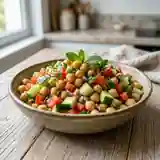 Salade orientale fraîche de pois chiches aux saveurs méditerranéennes