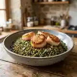 Salade tiède de Coquilles Saint-Jacques et lentilles vertes