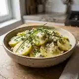 Pommes de terre tièdes au Saint-Agur crémeux